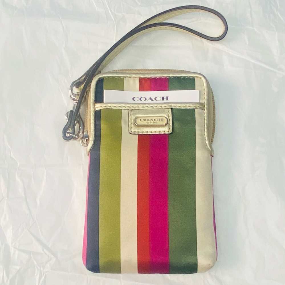 Coach Y2K legacy  Multicolor Vertical Stripe wristlet - Picture 2 of 6